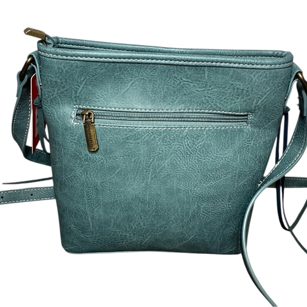 Montana West Brown and turquoise color Crossbody Bag with Medallion Design - Picture 7 of 8